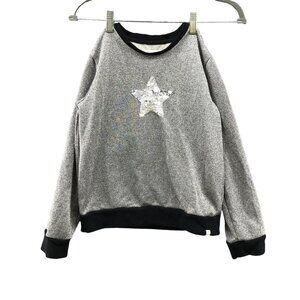 Sovereign Code‎ Kids Girls Size 10 Pullover Sweathshirt Sequin Star Gray